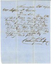 Handwritten letter to Alexandria, Feb 11, 1852