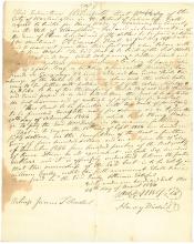 Scan of written letter regarding building a Canal boat, 1846