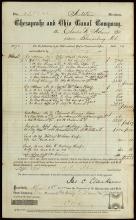 Bill of sale from the Chesapeake and Ohio Canal Company to Charles W. Adams, 1872