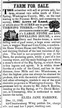 Ad in Herald of Freedom, 1846 - "Farm for Sale"