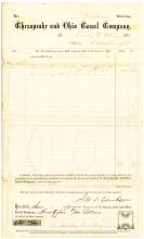 Bill receipt from Chesapeake and Ohio Canal Company, 1872 for cribing at Gard Lock No. 4. $25.08