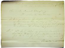 Handwritten receipt from July 1830 for negro man Regin? as an axeman