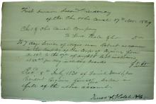 Handwritten receipt from July 1830 for negro man Robert as an axeman