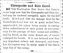 Article in Herald of Freedom & Torch Light, 1862 - "Chesapeake and Ohio Canal."