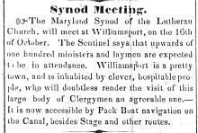 Article in Herald of Freedom and Torch Light, 1851 - "Synod Meeting."