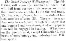News article in Herald of Freedom & Torch Light, 1852 - "The Canal Trade of Williamsport.""
