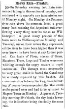 News article in Herald of Freedom & Torch Light, 1852 - "Heavy rain, Freshet."