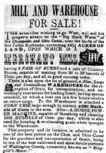 Ad in Herald of Freedom & Torch Light, 1854 - 'Mill and Warehouse for Sale!" 