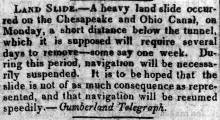 News article in Herald of Freedom & Torch Light, 1854 - "Land Slide."