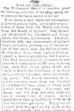 News article in Hagerstown Mail, 1834 - "War On The Canal."