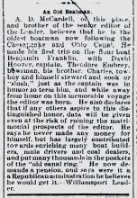 News article in The Globe, 1893 - "An Old Boatman"