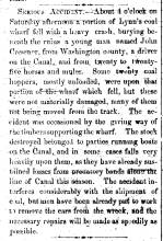 Article in The Alleganian, 1864 - "Serious Accident."