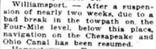 News article in Washington Herald, 1919 - "Williamsport" canal break