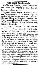 Article in Herald of Freedom & Torch Light, 1856 - "The Canal Appointments."