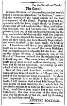 Letter to editor in Herald of Freedom & Torch Light, 1856 - "The Canal."