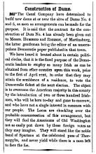 Article in newspaper 1856 "Construction of Dams."