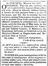 News article in Maryland Herald & Hagerstown Advertiser 'IN COUNCIL, March 20, 1807"