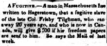 Notice in Herald of Freedom, 1851 - "A Fugitive."