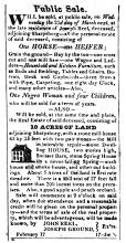 Ad in Torch Light, 1831 - "Public Sale."