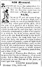 Ad in Hagerstown Mail, 1831 - "$30 Reward." by Joseph Krotzer
