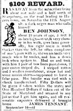 Ad in Hagerstown Mail, 1831 - "$100 Reward." by James Tennant