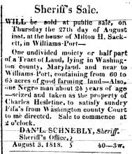 Ad in Torch Light, 1818 - "Sheriff's Sale."