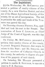 News article in HFTL, "The Legislature" - 1852