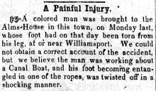 News article in Herald of Freedom & Torch Light, 1853 - "A Painful Injury"