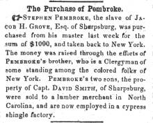 Ad in Herald of Freedom & Torch Light, 1854 - "The Purchase of Pembroke"