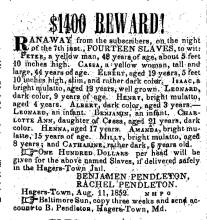 Ad in Herald of Freedom & Torch Light, 1852 - "$1400 REWARD!"