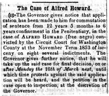 News article in Herald of Freedom & Torch Light, 1854 - "The Case of Alfred Howard"