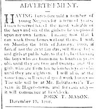 Ad in Maryland Herald and Hagerstown Advertiser, 1808 - "ADVERTISEMENT." 