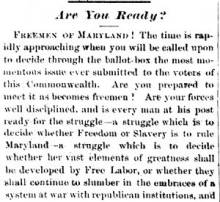 Notice in Herald & Torch Light, 1864 - "Are You Ready?"