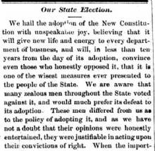 Notice in Herald & Torch Light, 1864 - "Our State Election."