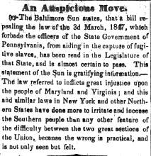 Opinion in Herald of Freedom, 1850 - "An Auspicious Move."