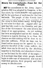 Notice in Maryland Free Press, 1863 - "Money for Contrabands - None for the People."