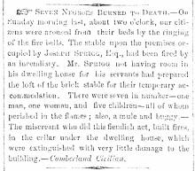 News article in Herald of Freedom & Torch Light, 1863 - "Seven Negroes Burned to Death."
