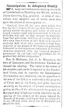 Notice in Herald of Freedom & Torch Light, 1863 - "Emancipation in Alleghany County."