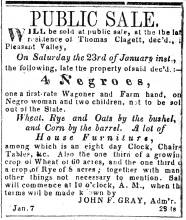 Ad in Torch Light, 1847 - "Public Sale."