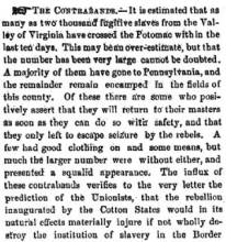 Notice in Herald of Freedom & Torch Light, 1862 - "The Contrabands."