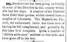 Notice in Hagerstown Mail, 1865 - "Recruiting" 