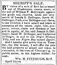 Ad in Hagerstown Mail, 1834 - "Sheriff's Sale."