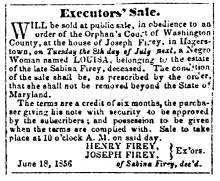 Ad in Herald of Freedom & Torch Light, 1856 - "Executors' Sale."