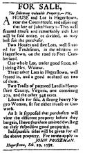Ad in Washington Spy, 1794 - "For Sale" The following valuable Property, ---Viz
