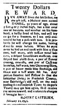 Ad in Washington Spy, 1796 - "Twenty Dollars REWARD."