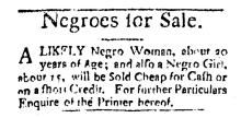 Ad in Washington Spy, 1792 - "Negroes for Sale."