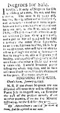Ad in Washington Spy, 1797 - "Negroes for Sale."