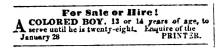 Ad in Herald of Freedom & Torch Light, 1857 - "For Sale or Hire!"