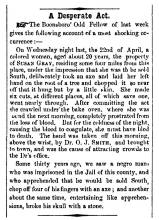 News article in Herald of Freedom & Torch Light, 1857 - "A Desperate Act."