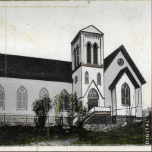 Black and white photo of Lonaconing Methodist Episcopal Church